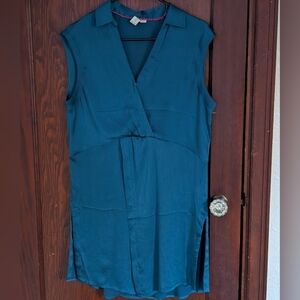 Joie Women’s Teal Sleeveless V-Neck Satin Tunic Size Small